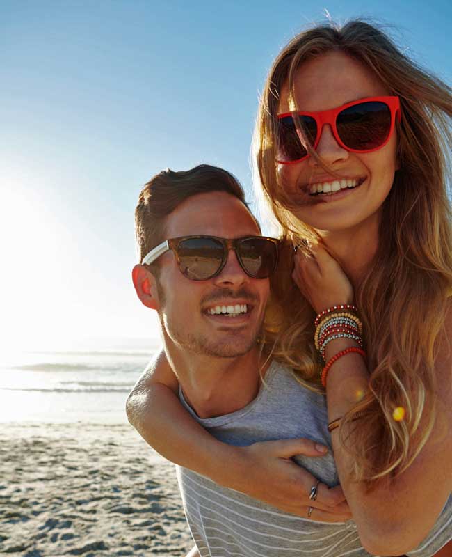 happy couple on beach happy couple on beach