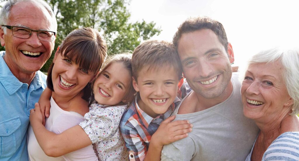 happy multi-generational family